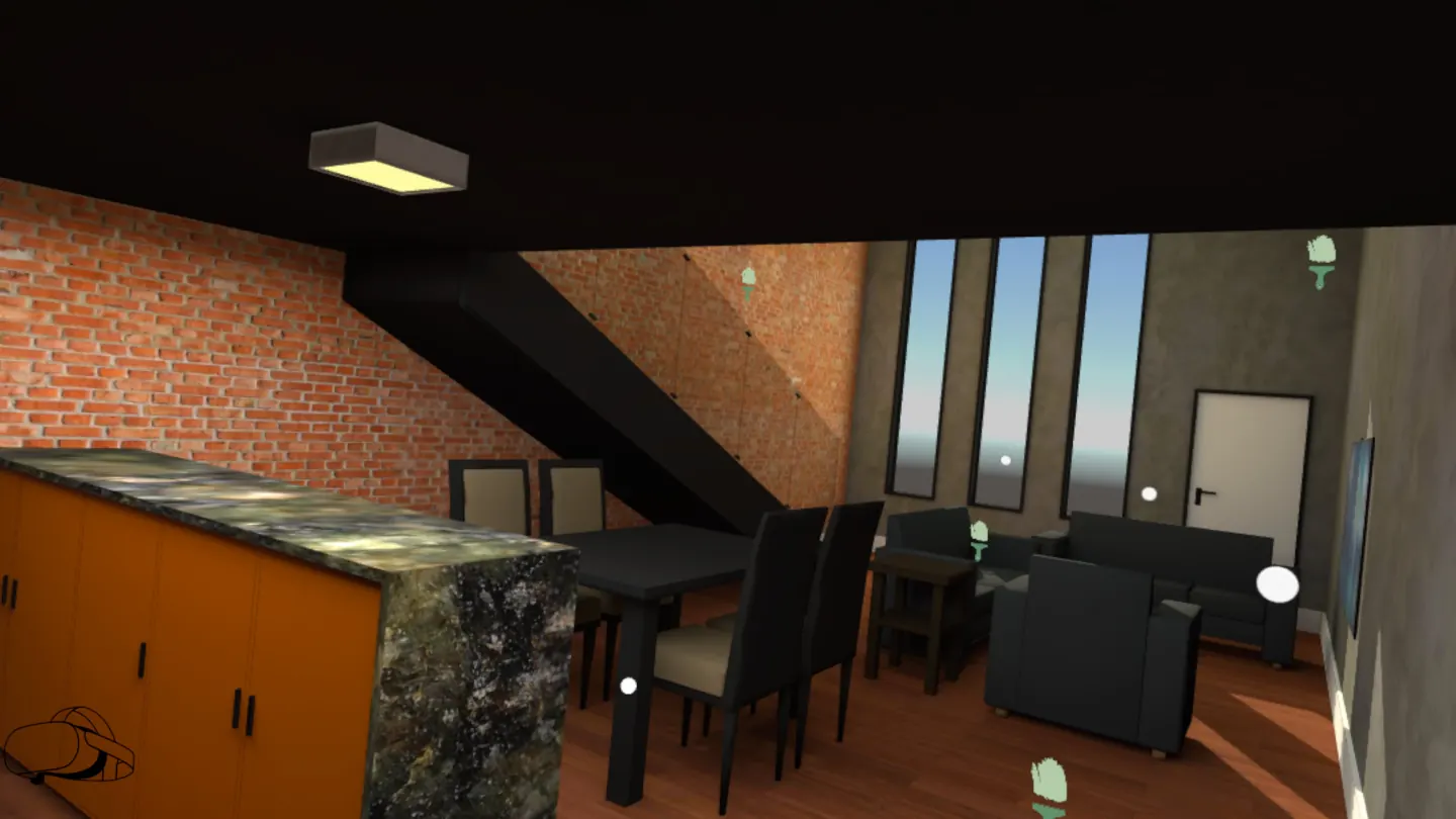 Material selection controls inside a virtual interior
