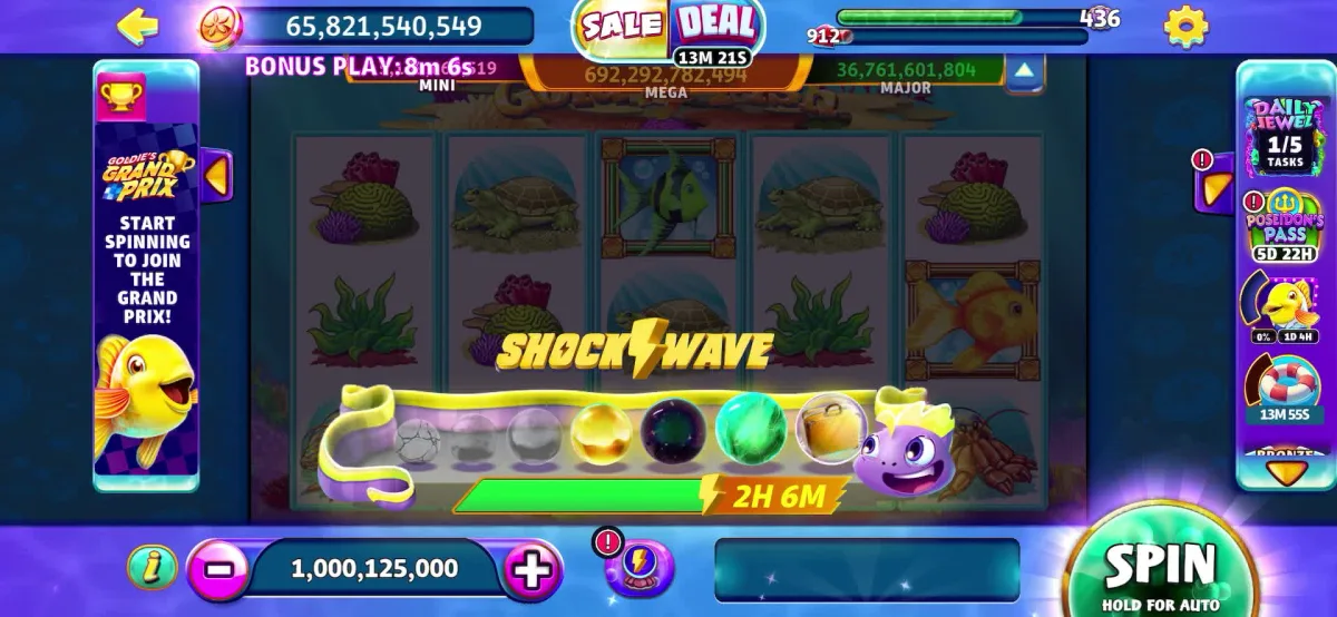 Gold Fish Shockwave bonus progression during play