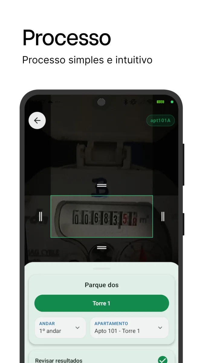 Leitor Hidrômetro reading review interface